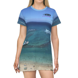 Waikiki Beach All Over Print T-Shirt Dress