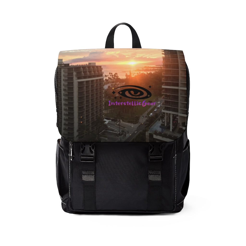 Hawaii City Sky Lines Unisex Casual Shoulder Backpack