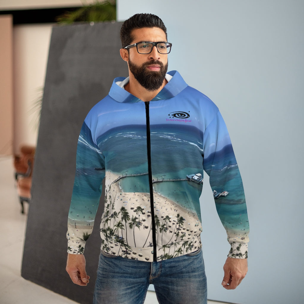Waikiki Beach Unisex Zip Hoodie