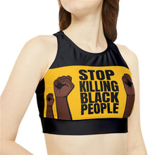 Load image into Gallery viewer, Stop Killing Black People High Neck Crop Bikini Top (AOP)
