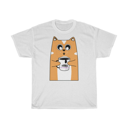 Coffee Cat Unisex Heavy Cotton Tee