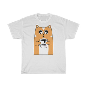 Coffee Cat Unisex Heavy Cotton Tee