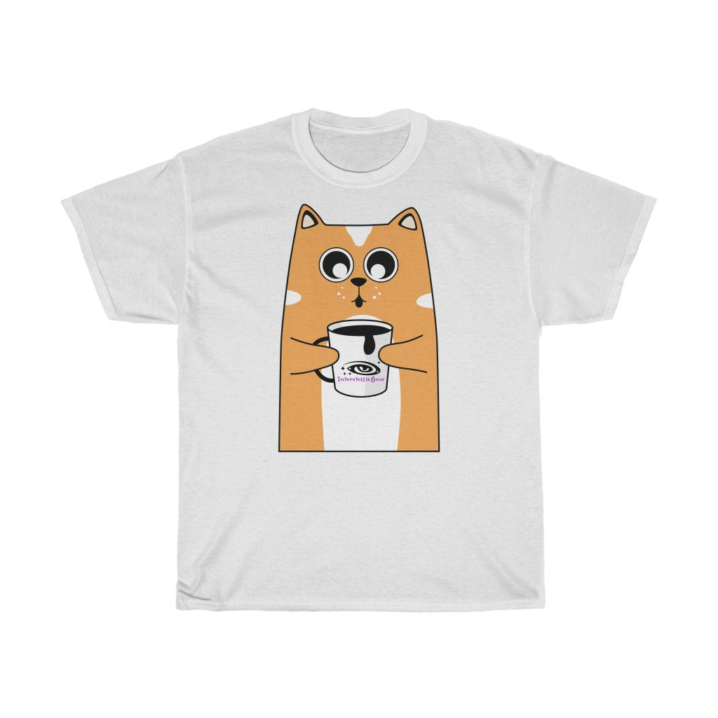 Coffee Cat Unisex Heavy Cotton Tee