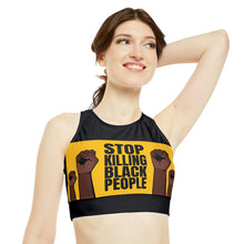 Load image into Gallery viewer, Stop Killing Black People High Neck Crop Bikini Top (AOP)